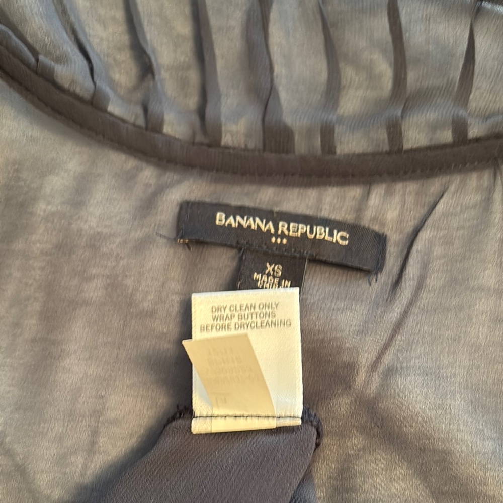 Banana Republic Factory Blue Button Down Blouse with Tie Front - Picture 4 of 4